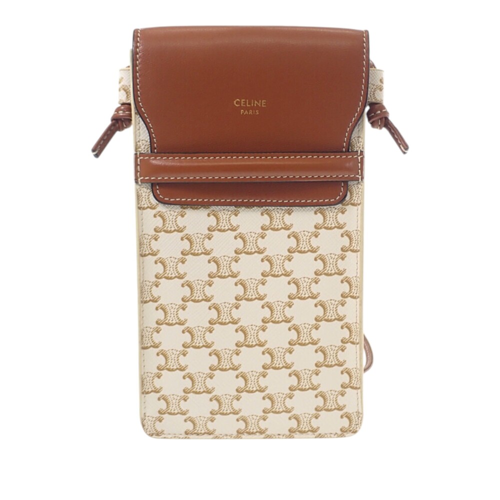 Pre-Loved Celine Triomphe Coated Canvas Phone Pouch Flap Crossbody